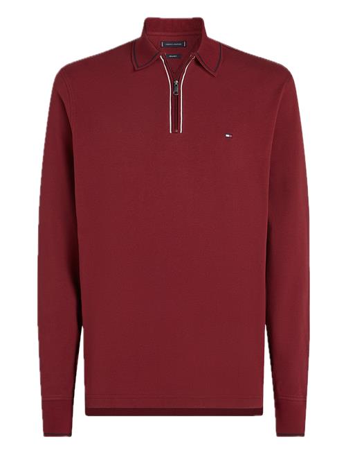 Se Tommy Hilfiger Ls Zip Rwb Detail Reg Polo Tommy Hilfiger Burgundy ved Booztlet