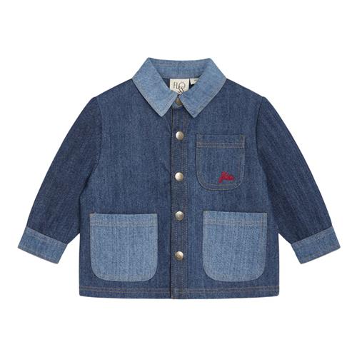 Flöss Viggo Overskjorte Dark/Mid Blue Denim | Blå | 74 cm