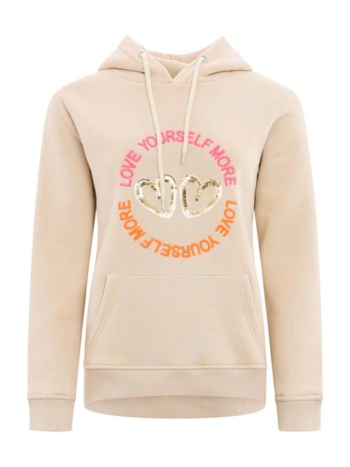 Zwillingsherz Sweatshirt 'Love Peace Hope'  lysebeige / guld / orange / lyserød