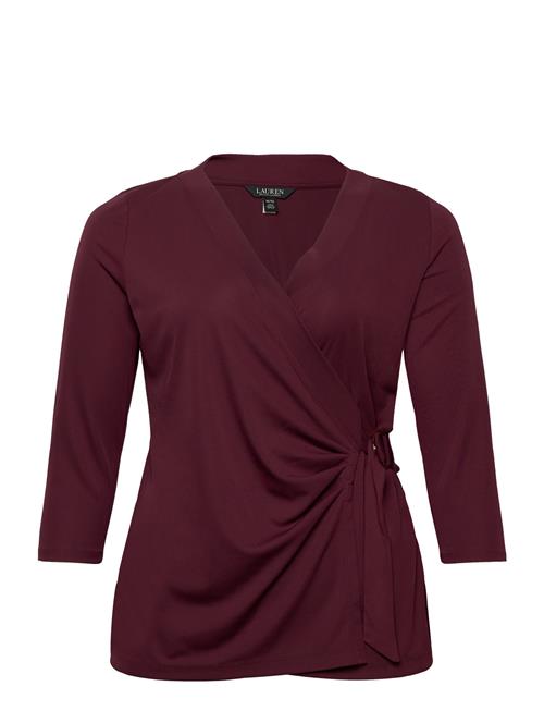 Se Lauren Women Stretch Jersey Top Lauren Women Burgundy ved Booztlet