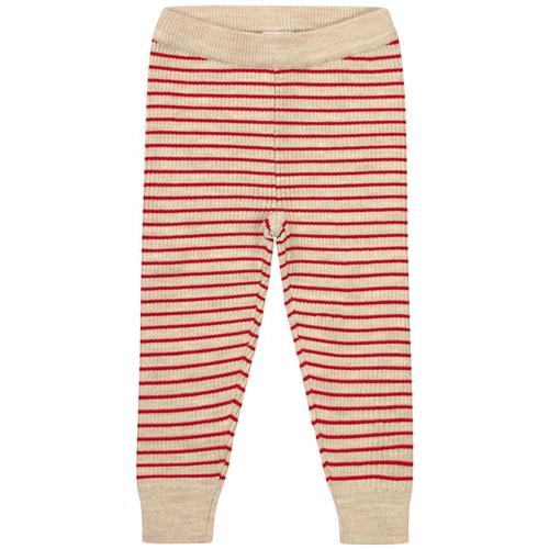 Flöss Flye Stribede Strikkede Leggings Ruby Red/Cloud | Rød | 56 cm