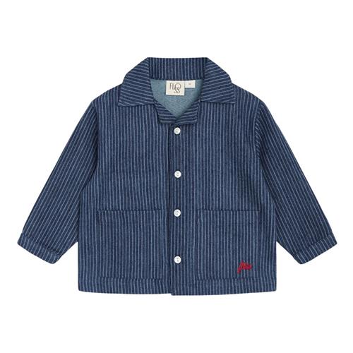 Se Flöss Willy Stribet Pyjamas Skjorte Indigo | Blå | 92 cm ved Babyshop