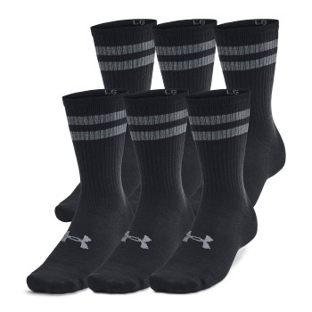 Under Armour Strømper 6P Essential Crew Socks Sort stribet polyester Large