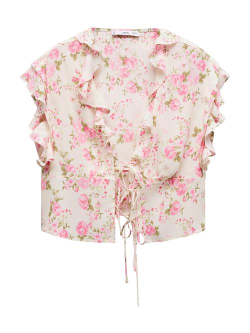 MANGO Bluse 'JULIETA'  oliven / pink / lyserød / offwhite