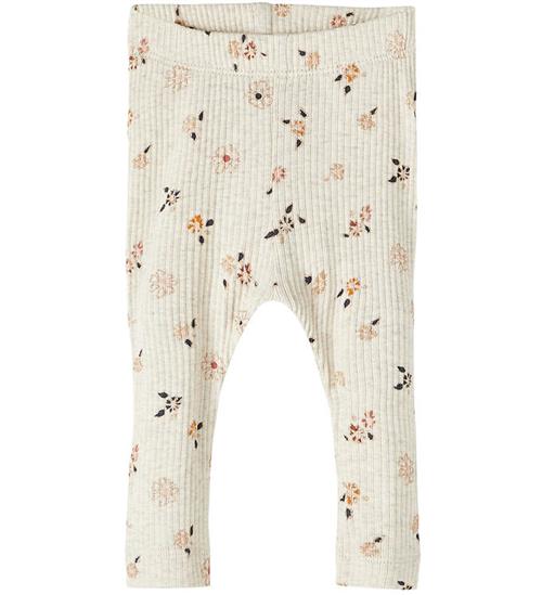 Se Name It Leggings - Rib - NbfOsha - Peyote Melange m. Blomster ved KidsWorld