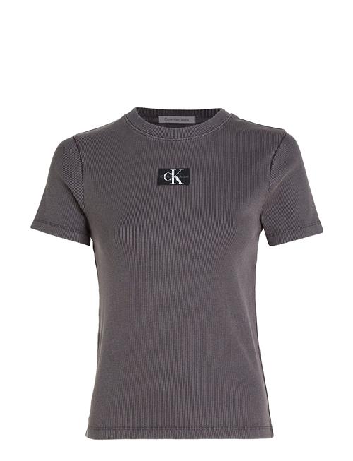 Calvin Klein Jeans Washed Woven Label Rib Baby Tee Calvin Klein Jeans Black