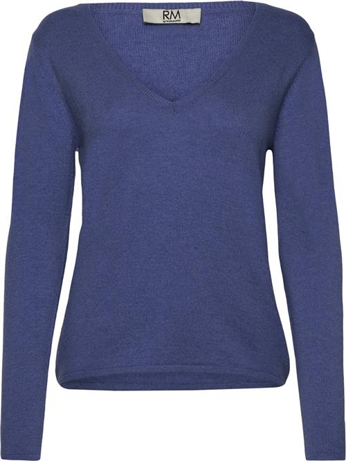 RM by Rosemunde Rmwsofia Wool LS Vneck Knit Kvinde Blå Langærmede T-shirts Str S - hos Magasin