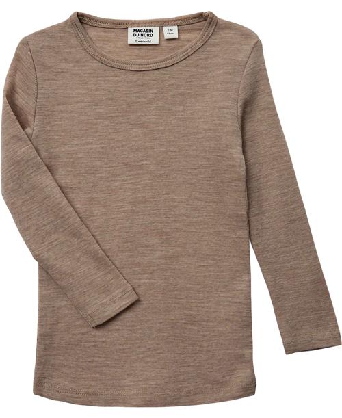 Magasin du Nord Collection Magasin Woola 3 LS RWS Merino Wool Str 4 Merino Khaki Melange Bluser