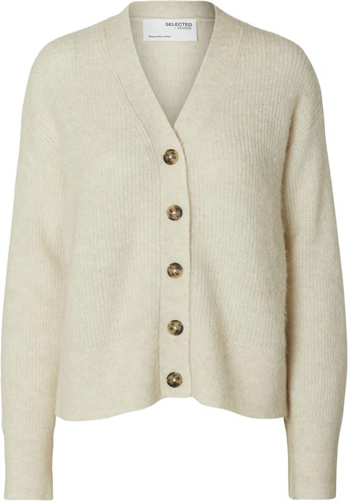 Selected Femme Slfmaline LS Knit Short Cardigan Kvinde Birch/melange Cardigans Str M - hos Magasin