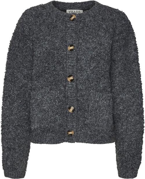 Se Vero Moda Vmnalani LS Oneck Cardigan VMA Kvinde Dark Grey Melange/melange Cardigans Regular Fit Str XS - hos Magasin ved Magasin