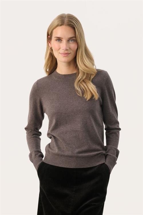 Part Two Jaylynpw PU Kvinde Dark Mink Melange Sweaters Relaxed Fit Str S - hos Magasin