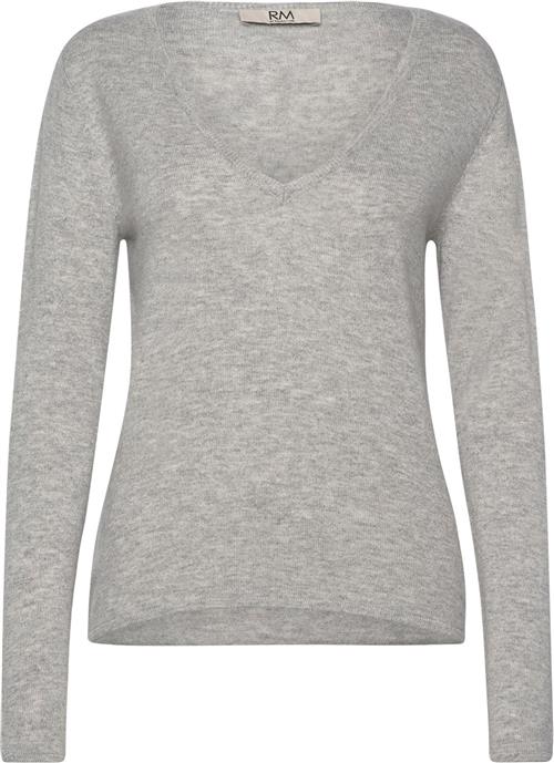 RM by Rosemunde Rmwsofia Wool LS Vneck Knit Kvinde Grå Langærmede T-shirts Str L - hos Magasin