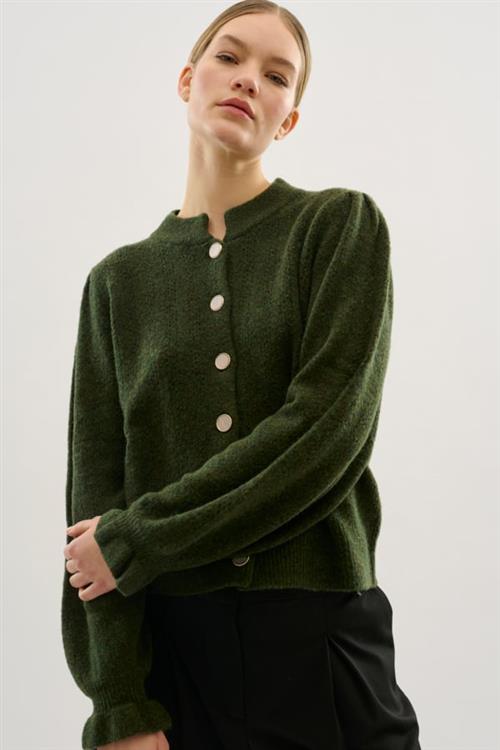 Se Karen by Simonsen Ebbiekb Cardigan Kvinde Dark Olive Melange Cardigans Str XS - hos Magasin ved Magasin