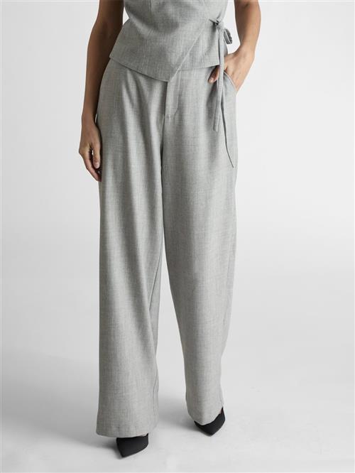 Neo Noir Emmett Pants Kvinde Grey Melange Bukser Med Brede Ben Str 34 - hos Magasin