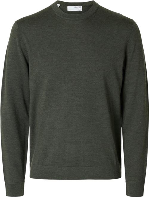 Selected Homme Slhtray LS Knit Merino Crew Neck NO Mand Forest Night Sweaters Regular Fit Str L Merino - hos Magasin