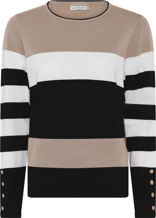 Micha BB Jumper_ Bbviscosestripeknit Kvinde Blk/camel Sweaters Str M - hos Magasin