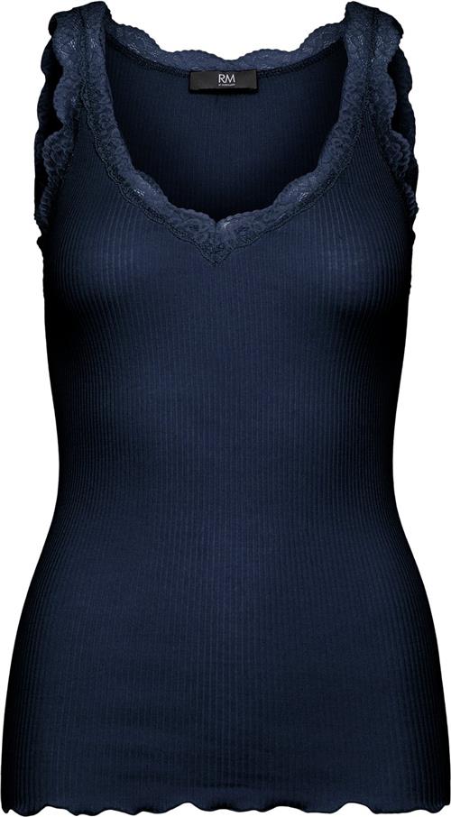 RM by Rosemunde Rmwbalta Modal SL Lace Vneck top Kvinde Navy Toppe Str S - Bomuld hos Magasin