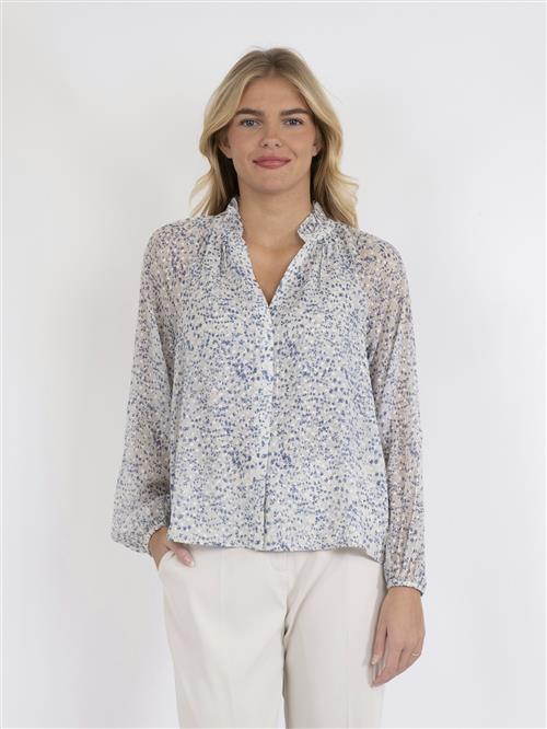 Neo Noir Solbi Ditsy Dot Blouse Kvinde Light Blue Langærmede Bluser Str 38 - hos Magasin