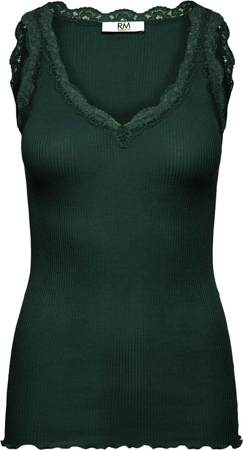 RM by Rosemunde Rmwbalta Modal SL Lace Vneck top Kvinde Bottle Green Toppe Str S - Bomuld hos Magasin