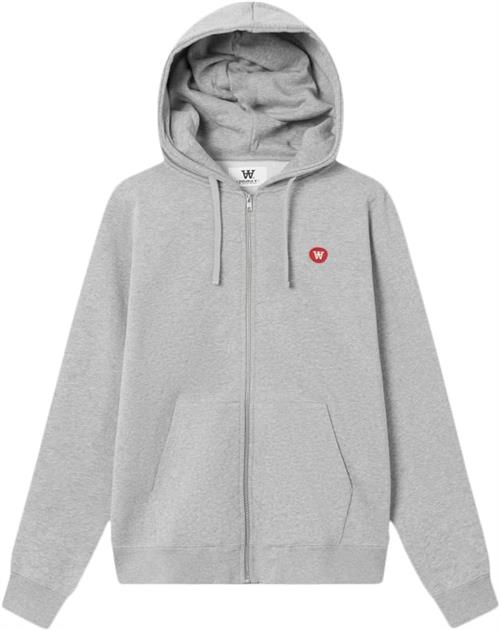 Se Wood Wood Zan zip Patch Hoodie Gots Mand Grey Melange Hoodies Str L - hos Magasin ved Magasin