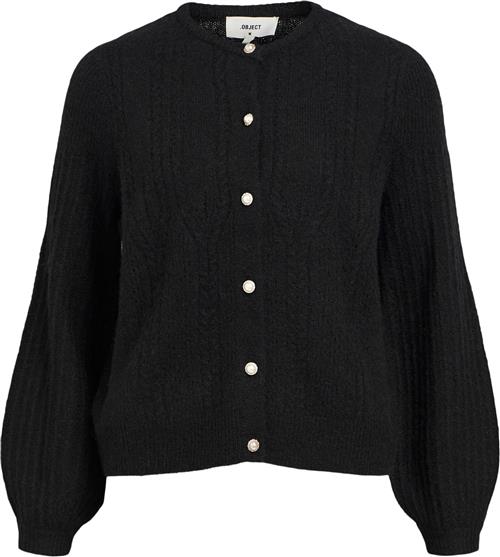 Se Object Objophelia L/S Knit Cardigan REP Kvinde Black Cardigans Str S - hos Magasin ved Magasin