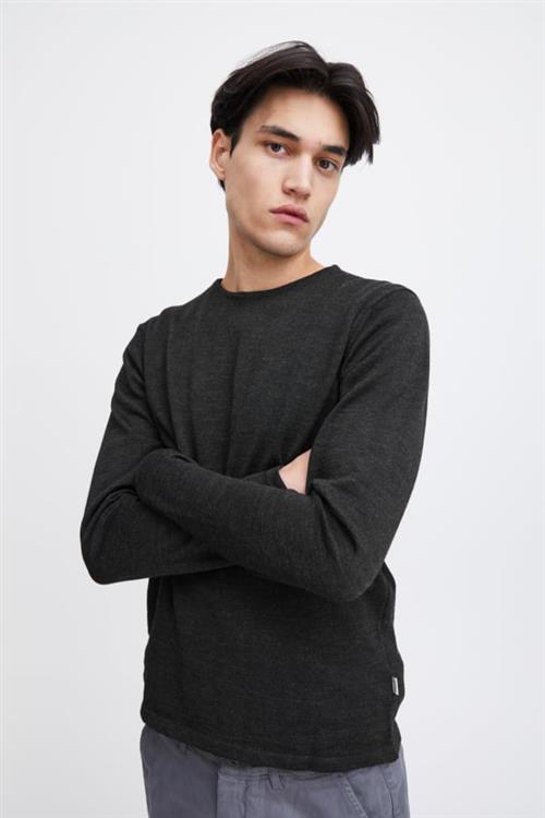 Casual Friday Cfkent Merino Crew Neck Knit Mand Dark Grey Melange Sweaters Slim Fit Str S Merino - hos Magasin