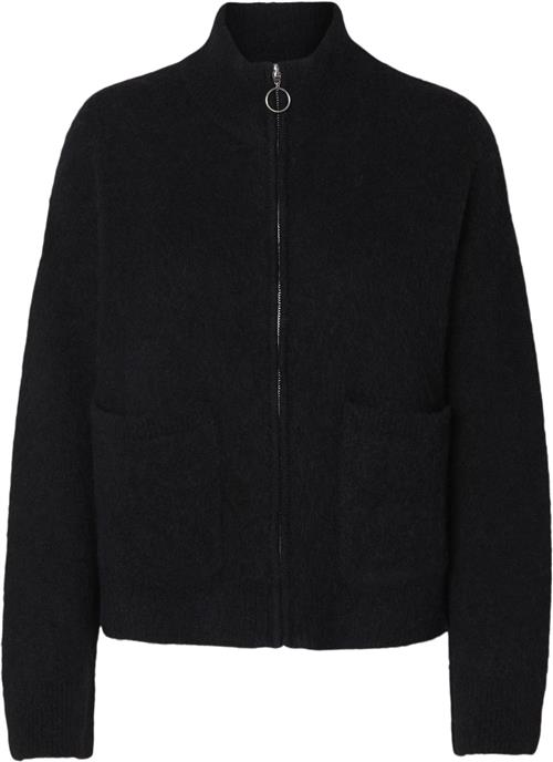 Selected Femme Slfsia RAS LS Knit Zipper Cardigan Kvinde Sort Sweaters Str XL - hos Magasin