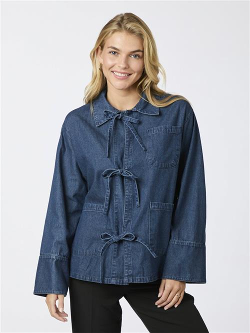 Se Neo Noir Starlie Denim Shirt Kvinde Dark Blue Langærmede Bluser Str 40 Denim - hos Magasin ved Magasin