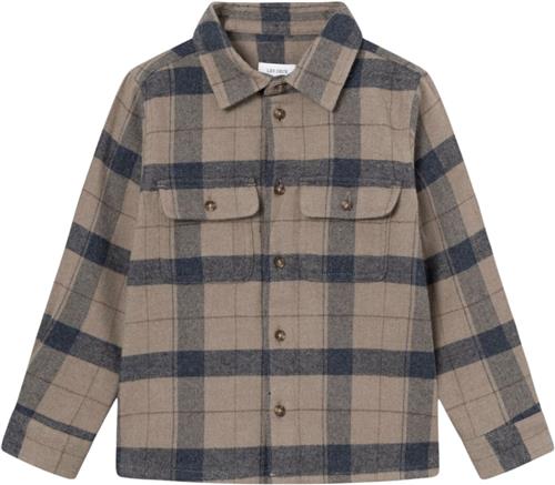 Les Deux Lennon Check Overshirt Kids Str 158/164 - Desert Taupe/dark Navy Skjorter hos Magasin