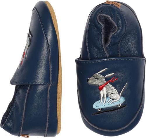 Melton Skater dog Leather Slippers Navy Academy Hjemmesko Str 20/21 - Læder hos Magasin