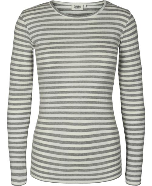 Magasin du Nord Collection Magasin Milla 1G Kvinde Light Grey Mel / Star White Stripe Langærmede Tshirts Str S Bomuld