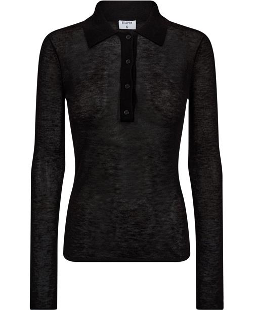 Se Filippa K Knit Polo Sweater Kvinde Black Sweaters Str XS - hos Magasin ved Magasin