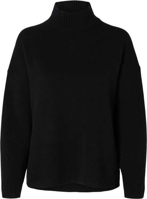 Selected Femme Slfcille LS Knit High Neck Noos Kvinde Sort Sweaters Loose Fit Str S - hos Magasin