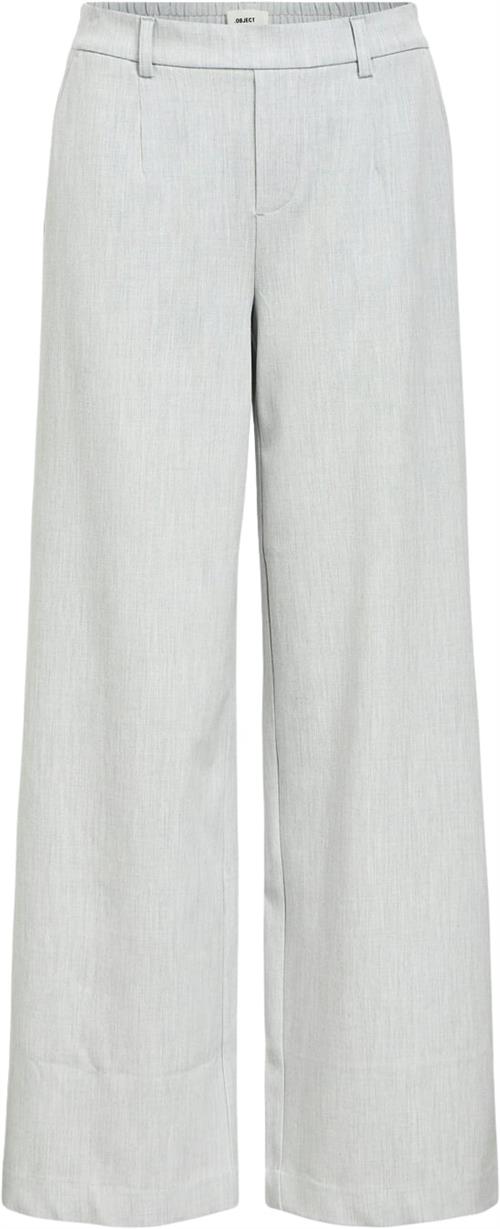 Object Objlisa Wide Pant Noos Kvinde Light Grey Melange Bukser Med Lige Ben Str 36 - hos Magasin