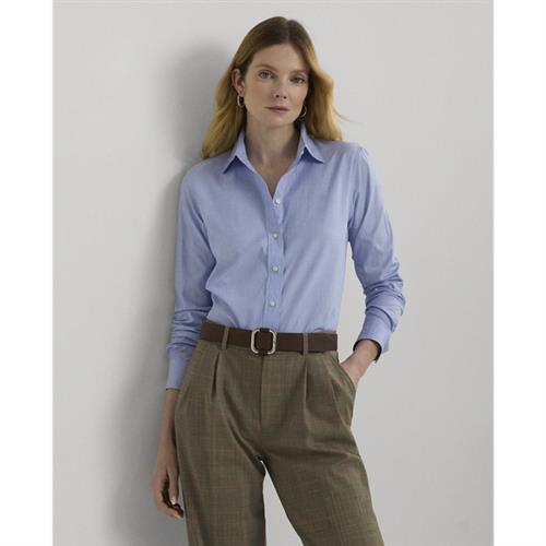 Se Lauren Ralph Lauren Y/D Cttn END ON Endshirt Kvinde Classic Medium Blue Langærmede Skjorter Str XL - hos Magasin ved Magasin