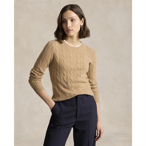 Polo Ralph Lauren 2/12 Cashmere Sfalsl-swt Kvinde Collection Camel Melange Sweaters Str M Cashmere - hos Magasin