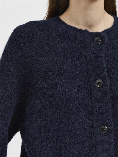 Selected Femme Slflulu LS Knit Short Cardigan B NO Kvinde Dark Sapphire/melange Cardigans Str XS - hos Magasin