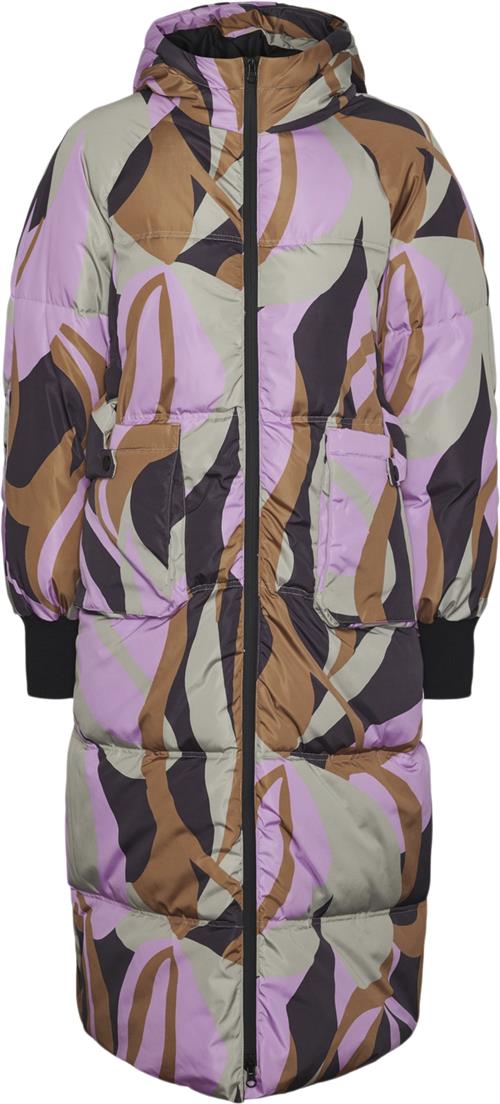 YAS Yassimilly Padded Coat S. Kvinde Abbey Stone/cilea Print Dunjakker Str XS - hos Magasin