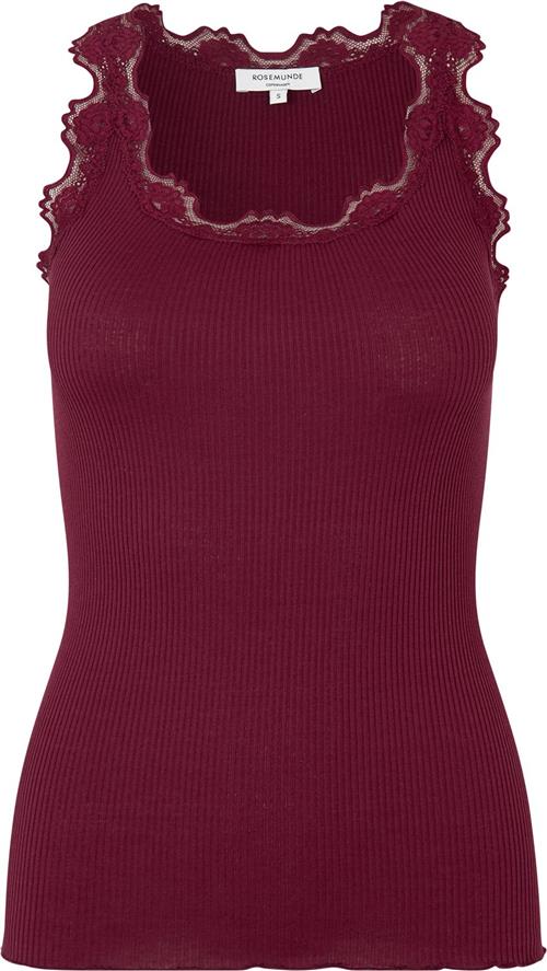 Rosemunde Silk top w/ Lace Kvinde Maroon Red Toppe Str L - hos Magasin