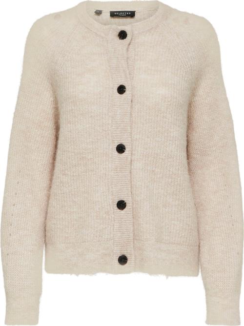 Selected Femme Slflulu LS Knit Short Cardigan Noos Kvinde Birch/melange Cardigans Str M - hos Magasin