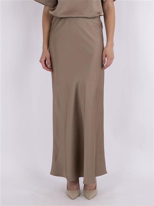 Neo Noir Vicky Heavy Sateen Skirt Kvinde Dark Taupe Maxi Nederdele Str 38 - hos Magasin