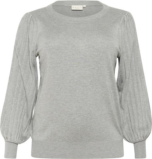 Kaffe Curve Kcloni Knit Pullover Kvinde Grey Melange Langærmede Bluser Str S - hos Magasin