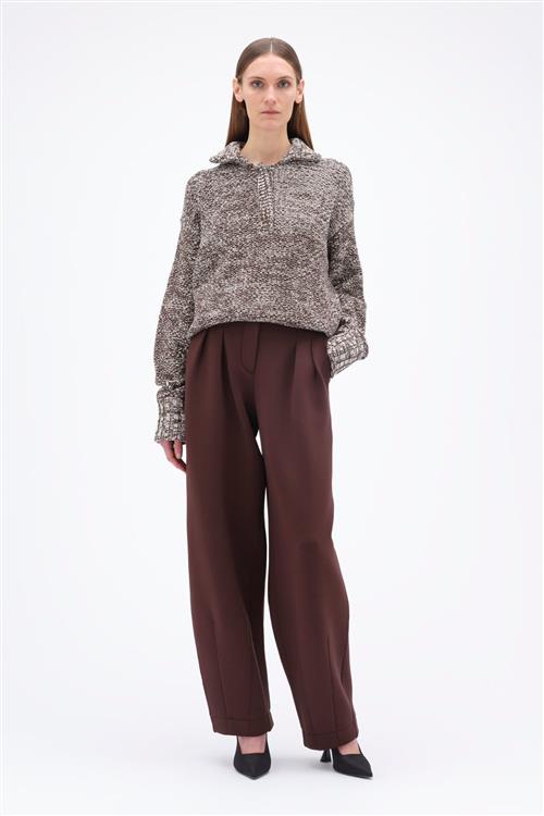 REMAIN Soft Cocoon Pants Kvinde Chocolate Plum (Brown) Bukser Med Brede Ben Str 38 - hos Magasin