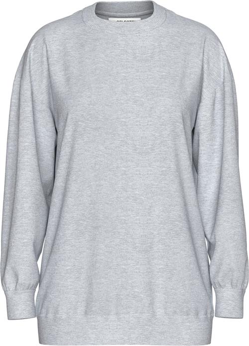 Selected Femme Slfgia Yrsa LS Crew Neck Sweat Noos Kvinde Grå Sweatshirts Str M - hos Magasin