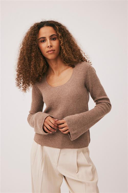 Magasin du Nord Collection Magasin Mabel 6 100 Cashmere Kvinde Sand Melange Sweaters Str L Cashmere