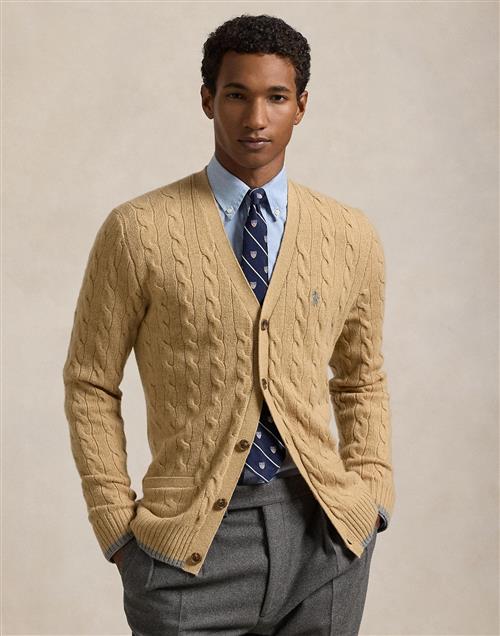 Se Polo Ralph Lauren 2/15 Wool/cash Rwslsl-crd Mand Camel Melange Cardigans Str S - hos Magasin ved Magasin