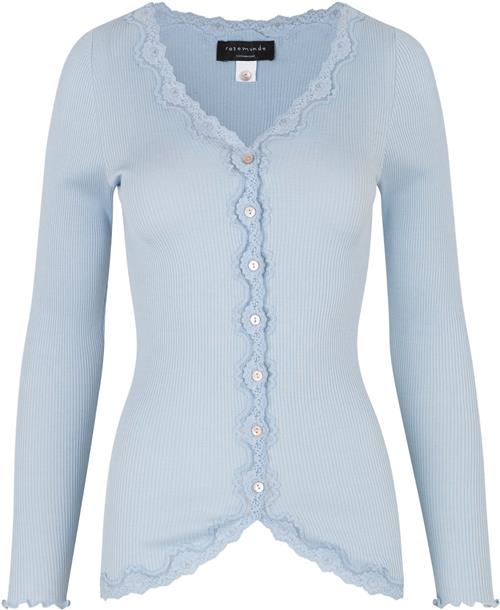 Rosemunde Silk Cardigan Regular ls W/rev Vintage Lace Kvinde Heather Sky Cardigans Str L - Bomuld hos Magasin