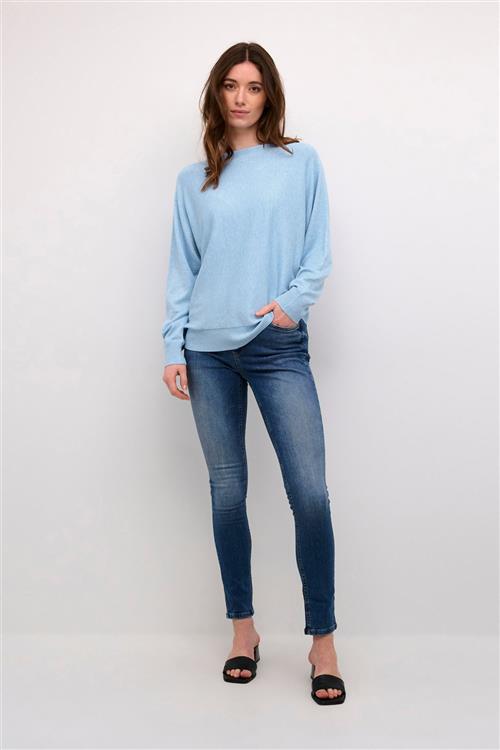 Culture Cuannemarie Batwing Jumper Kvinde Cashmere Blue Mel. Langærmede Bluser Str S - Cashmere hos Magasin