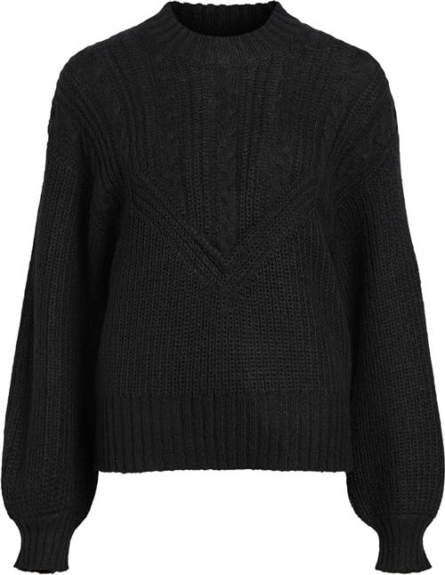 Se Object Objnova Stella Cable Knit Pullover Kvinde Black Sweaters Str L - hos Magasin ved Magasin