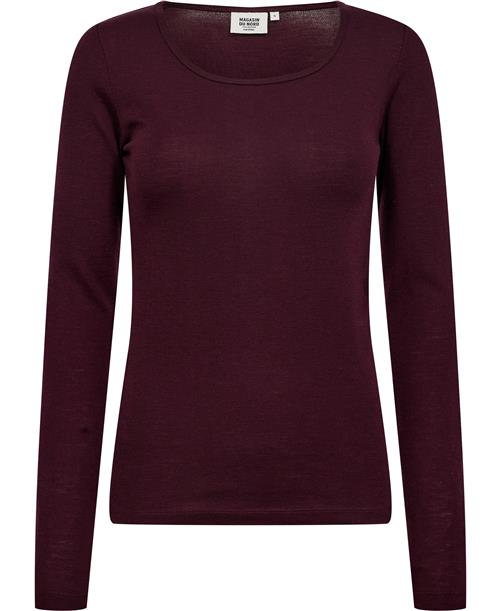 Magasin du Nord Collection Magasin Celia 3 100 RWS Merino Wool Kvinde Bordeaux Sweaters Str L Merino